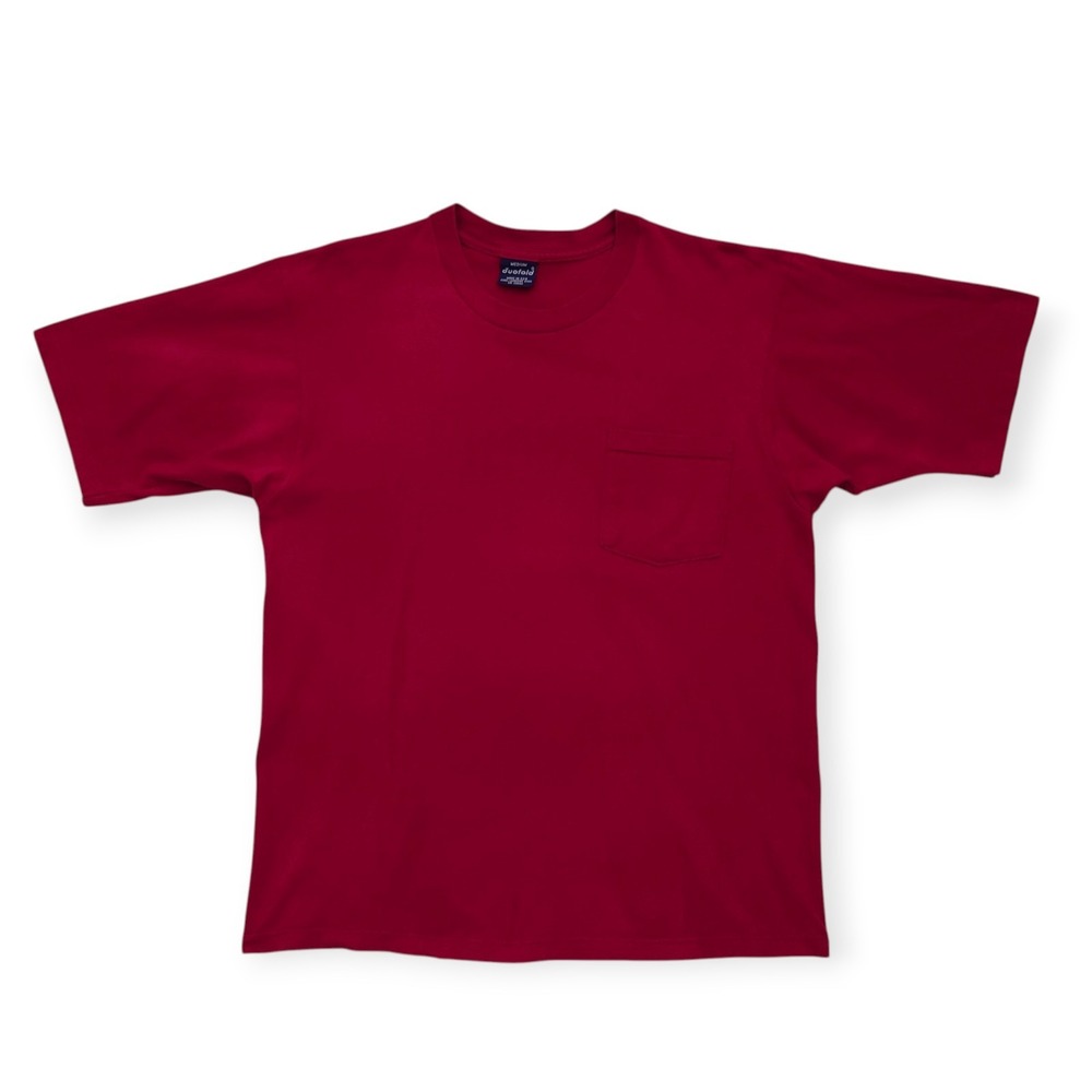 Vintage Duofold Pocket T Shirt Mens M Red 100% Cotton Boxy Faded Made In USA